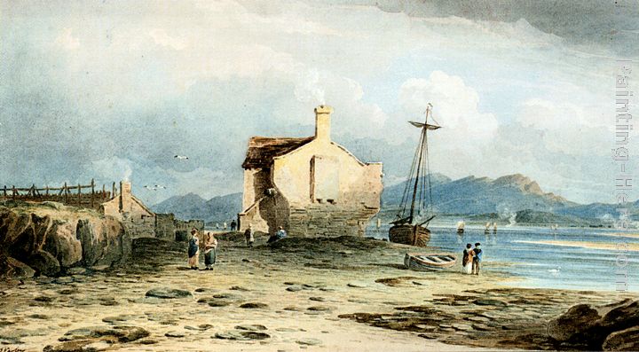 Tegwin Ferry With Snowdon In The Distance From Near Harlech, North Wales painting - John Varley Tegwin Ferry With Snowdon In The Distance From Near Harlech, North Wales art painting